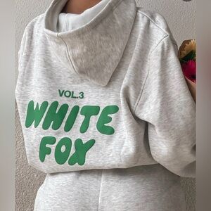 White Fox Vol.3 Light Gray Hoodie - Green Logo